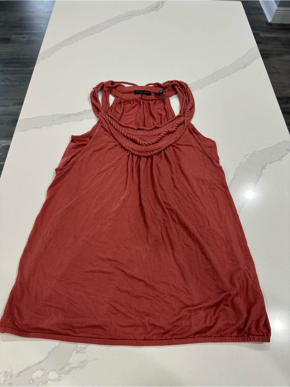 New York & Company Braided-Ring Sleeveless Tank Top - Rust